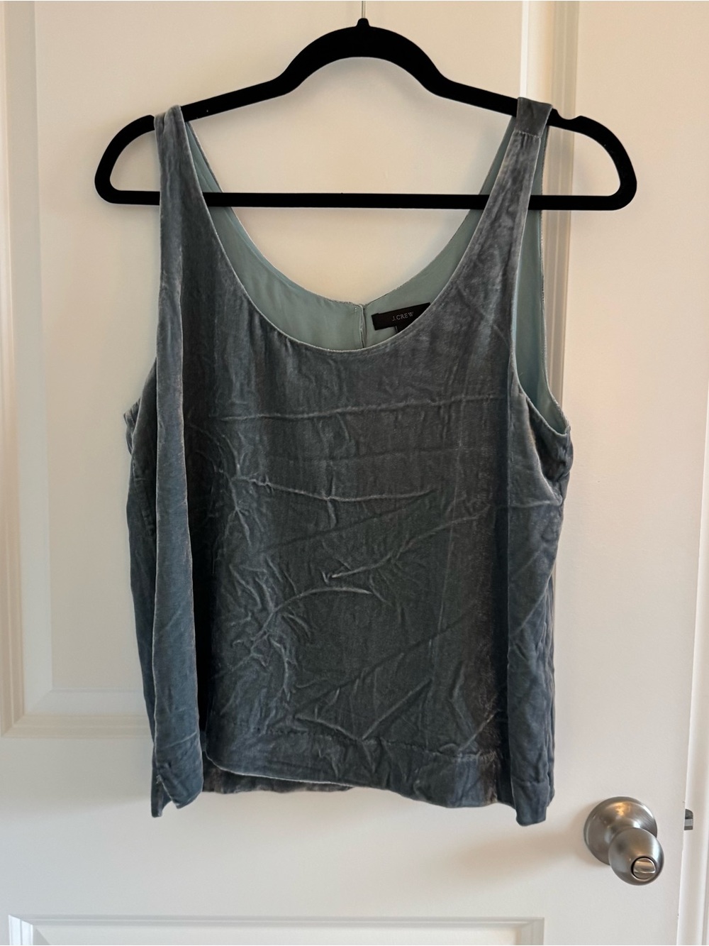 J. Crew Velvet Scoop Neck Tank in Slate Blue